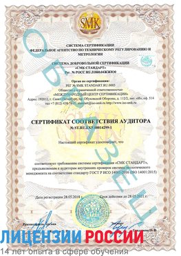 Образец сертификата соответствия аудитора №ST.RU.EXP.00014299-1 Солнечногорск Сертификат ISO 14001